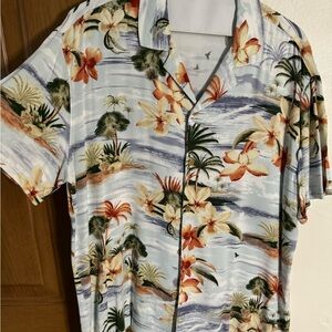 Forever 21 Orange and Green Casual Button Down Shirt